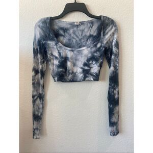 Garage blue and white tie-dye crop top